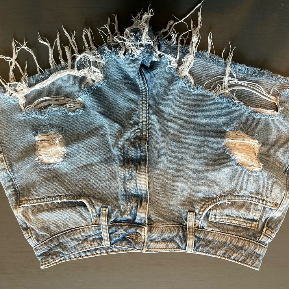 Forever 21 Distressed Light Blue Jean Shorts
